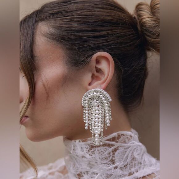 Pearl Flower Earrings N1445 - Picture 1 of 7